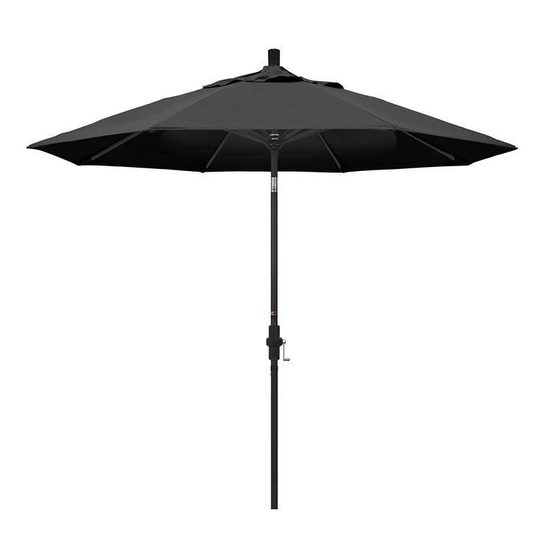 Pemberly Row 9' Black Patio Umbrella in Olefin Black