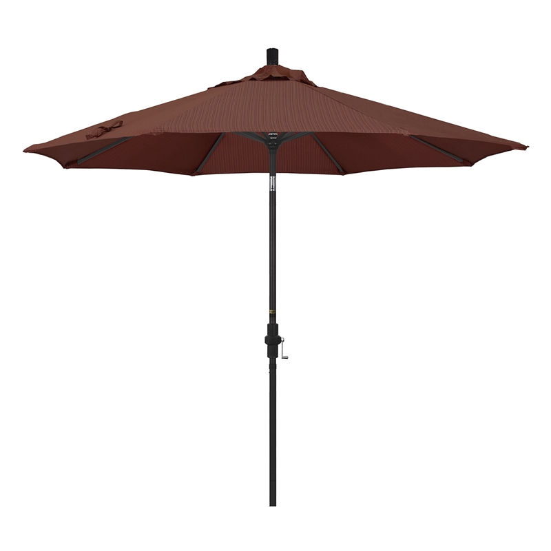 Pemberly Row 9' Black Patio Umbrella in Olefin Terrace Adobe