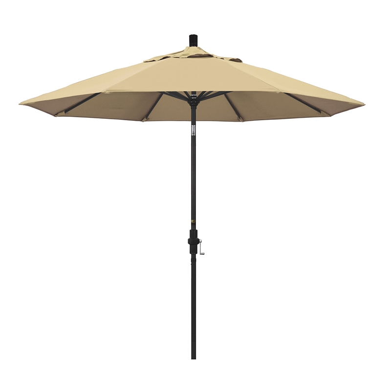 Pemberly Row 9' Black Patio Umbrella in Pacifica Beige