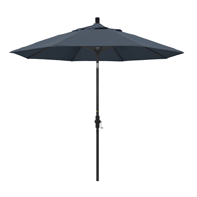 Pemberly Row 9' Black Patio Umbrella in Pacifica Sapphire