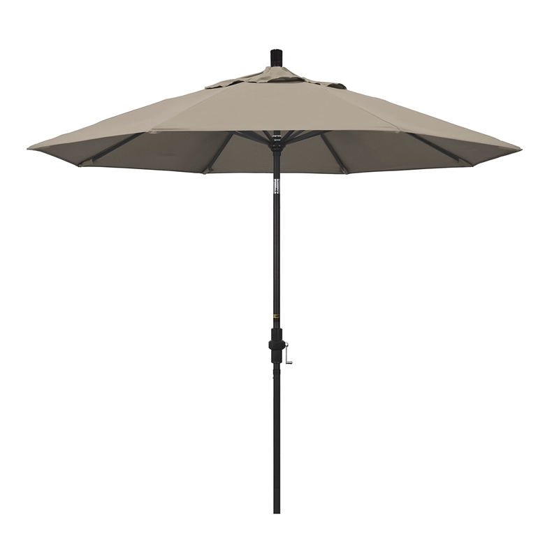 Pemberly Row 9' Black Patio Umbrella in Pacifica Taupe