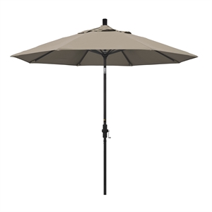 Pemberly Row 9' Black Patio Umbrella in Pacifica Taupe