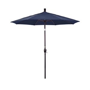 Pemberly Row 7.5' Bronze Patio Umbrella in Olefin Navy Blue
