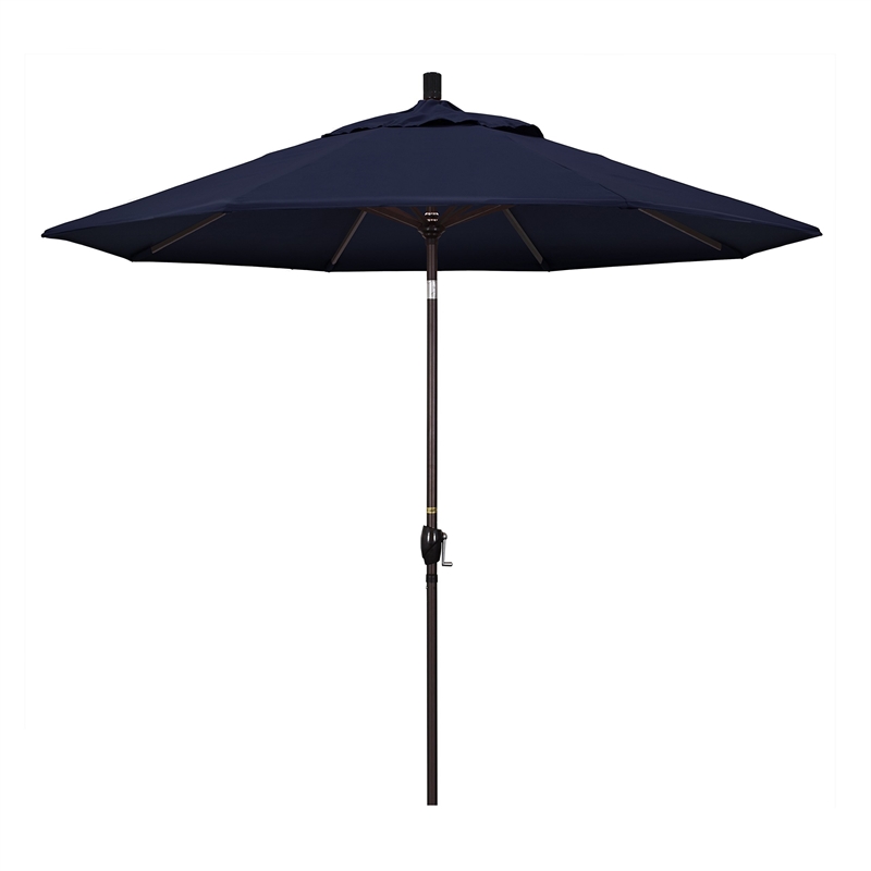 Pemberly Row 7.5' Bronze Patio Umbrella in Pacifica Navy Blue