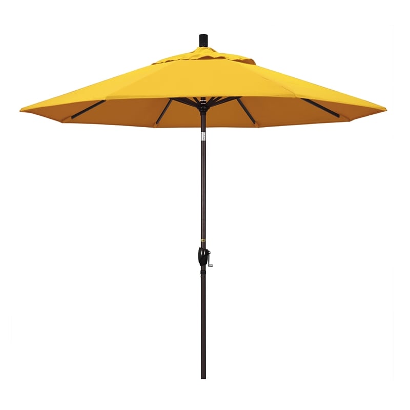 Pemberly Row 9' Bronze Patio Umbrella in Sun-brella 1A Sunflower Yellow