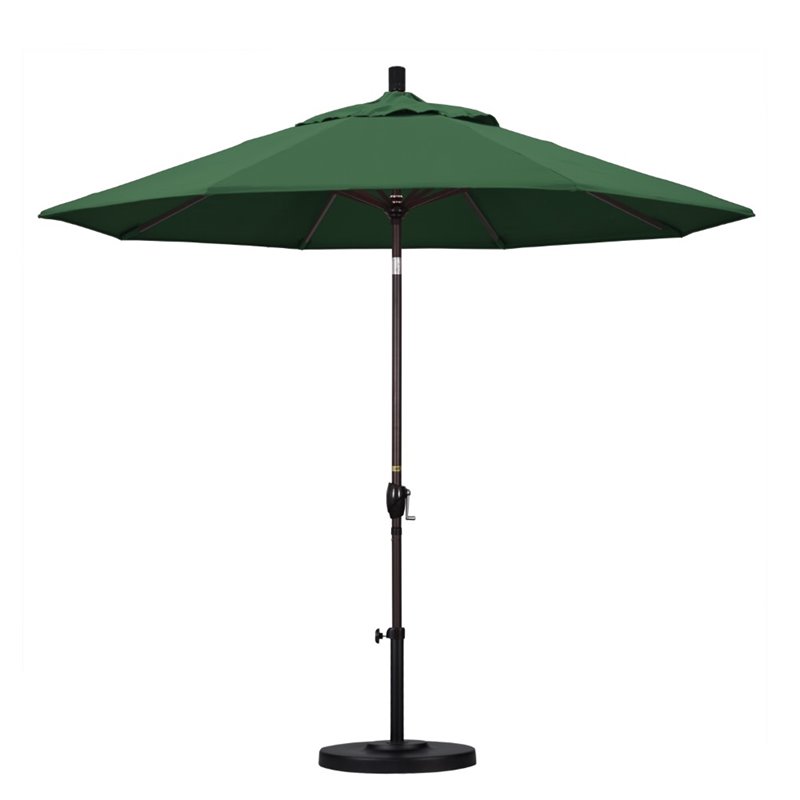 Pemberly Row Pola 9' Bronze Patio Umbrella in Olefin Hunter Green