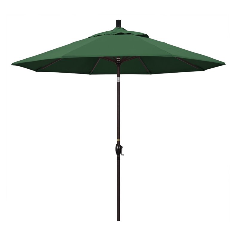 Pemberly Row Pola 9' Bronze Patio Umbrella in Olefin Hunter Green