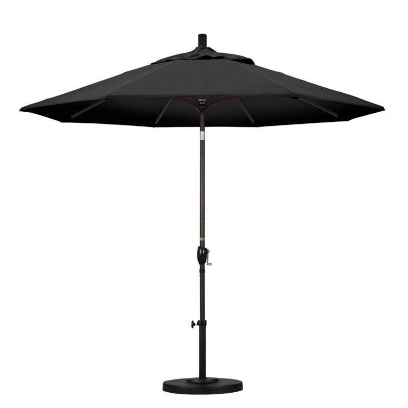 Pemberly Row 9' Bronze Patio Umbrella in Olefin Black