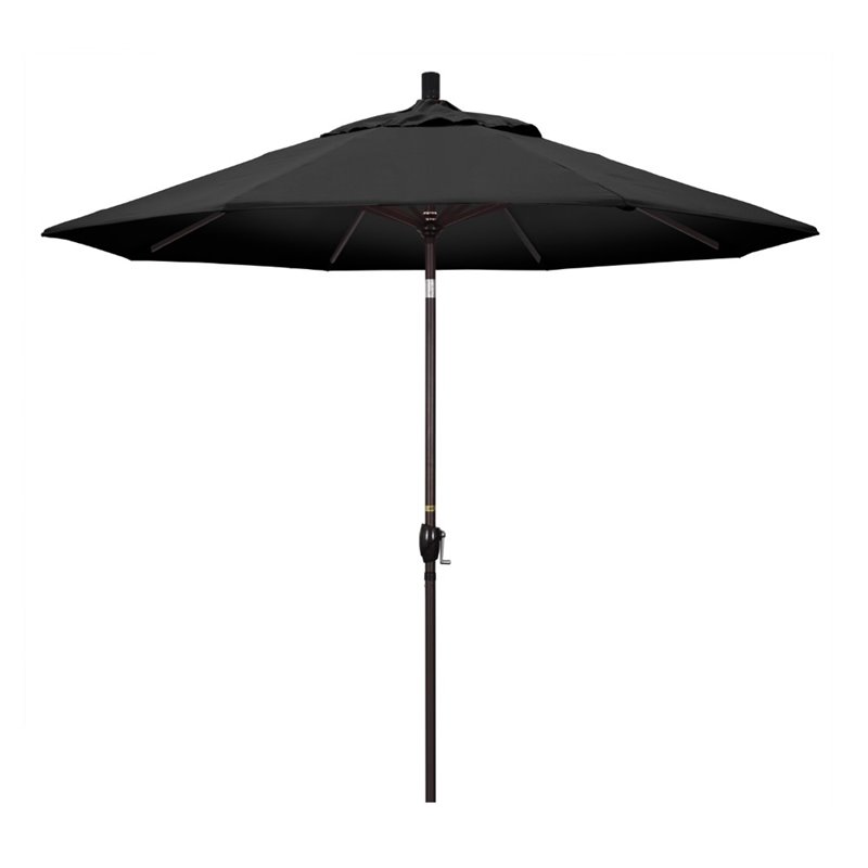 Pemberly Row 9' Bronze Patio Umbrella in Olefin Black