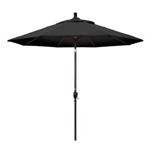 Pemberly Row 9' Bronze Patio Umbrella in Olefin Black