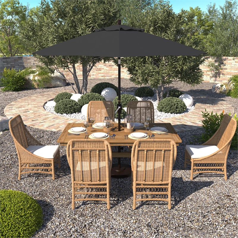 Pemberly Row 9' Bronze Patio Umbrella in Pacifica Palm