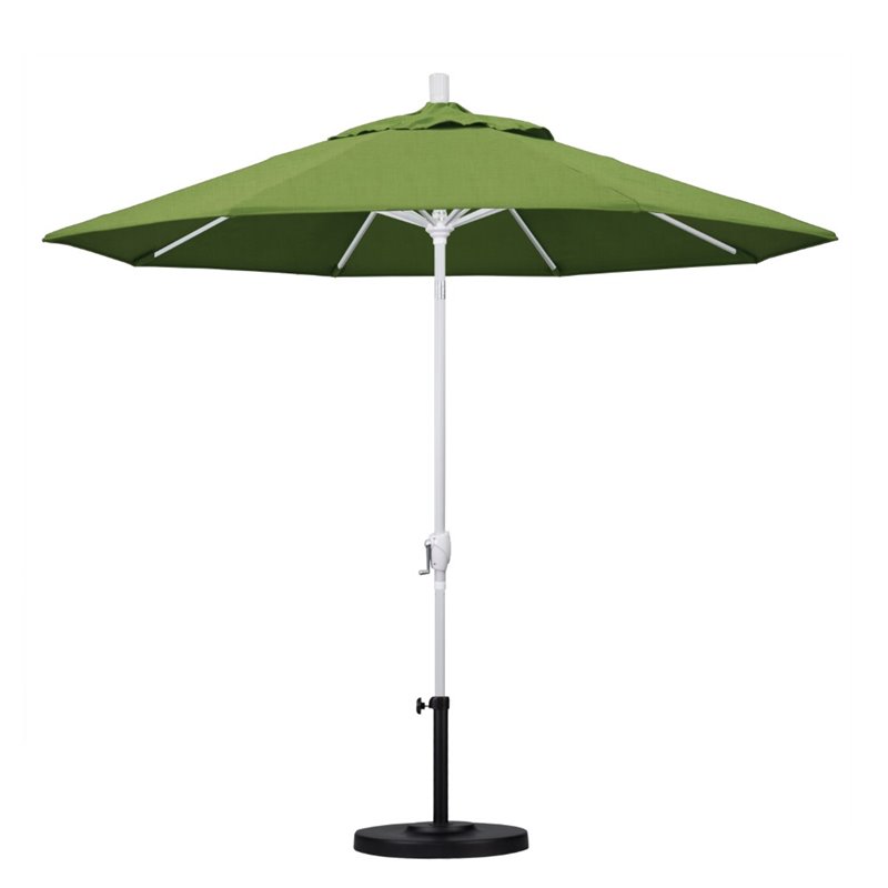 Pemberly Row 9' White Patio Umbrella in Sun-brella 1A Spectrum Cilantro
