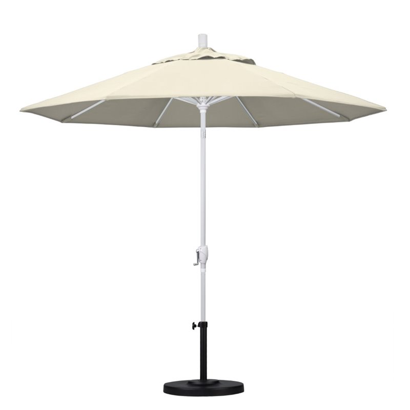 Pemberly Row 9' White Patio Umbrella in Olefin Antique Beige