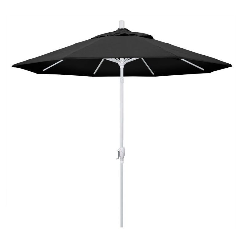 Pemberly Row 9' White Patio Umbrella in Olefin Black