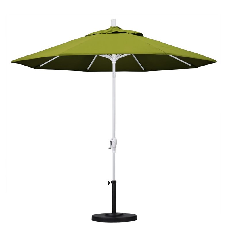 Pemberly Row 9' White Patio Umbrella in Olefin Kiwi