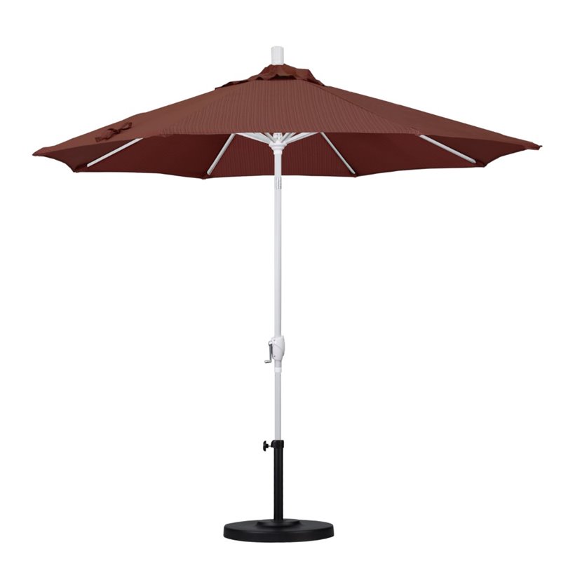 Pemberly Row 9' White Patio Umbrella in Olefin Terrace Adobe