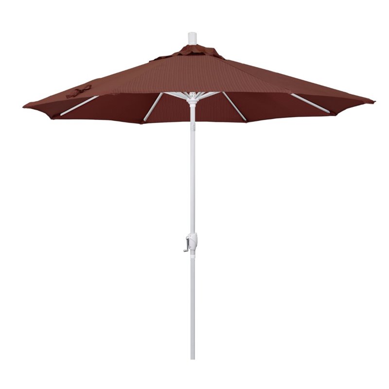 Pemberly Row 9' White Patio Umbrella in Olefin Terrace Adobe