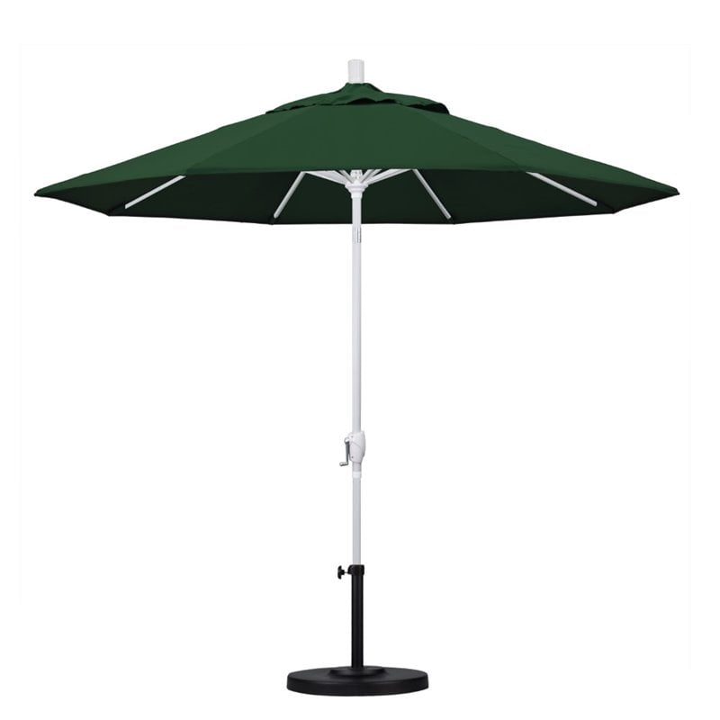 Pemberly Row 9' White Patio Umbrella in Pacifica Hunter Green