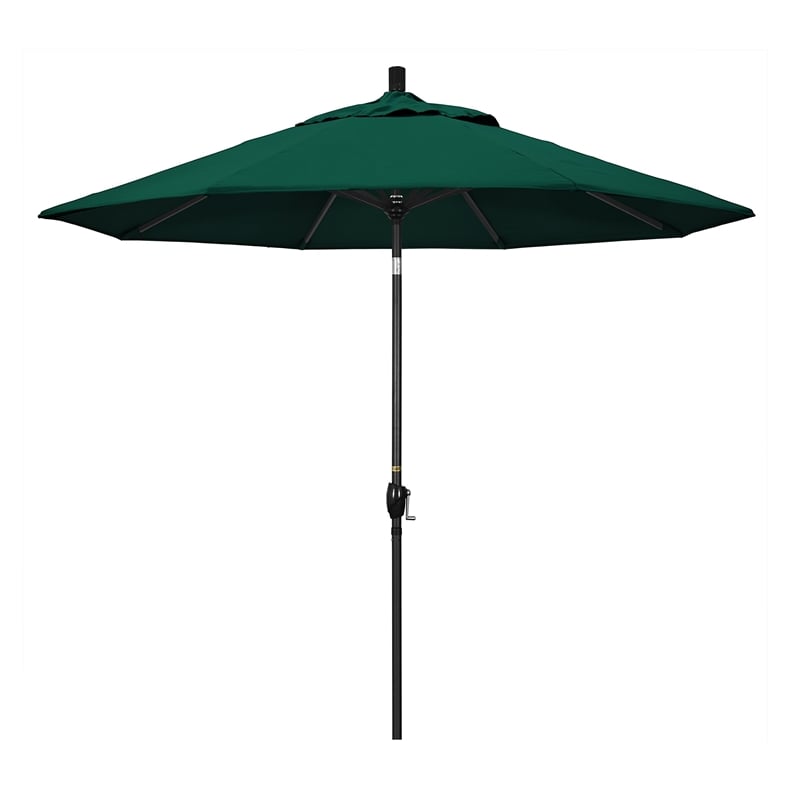 Pemberly Row 9' Black Patio Umbrella in Sun-brella 1A Forest Green