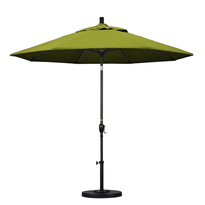 Pemberly Row 9' Black Patio Umbrella in Olefin Kiwi