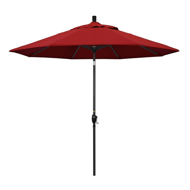 Pemberly Row 9' Black Patio Umbrella in Pacifica Red
