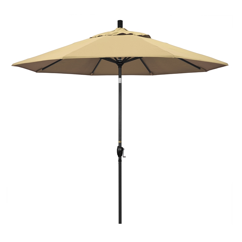 Pemberly Row 9' Black Patio Umbrella in Pacifica Beige