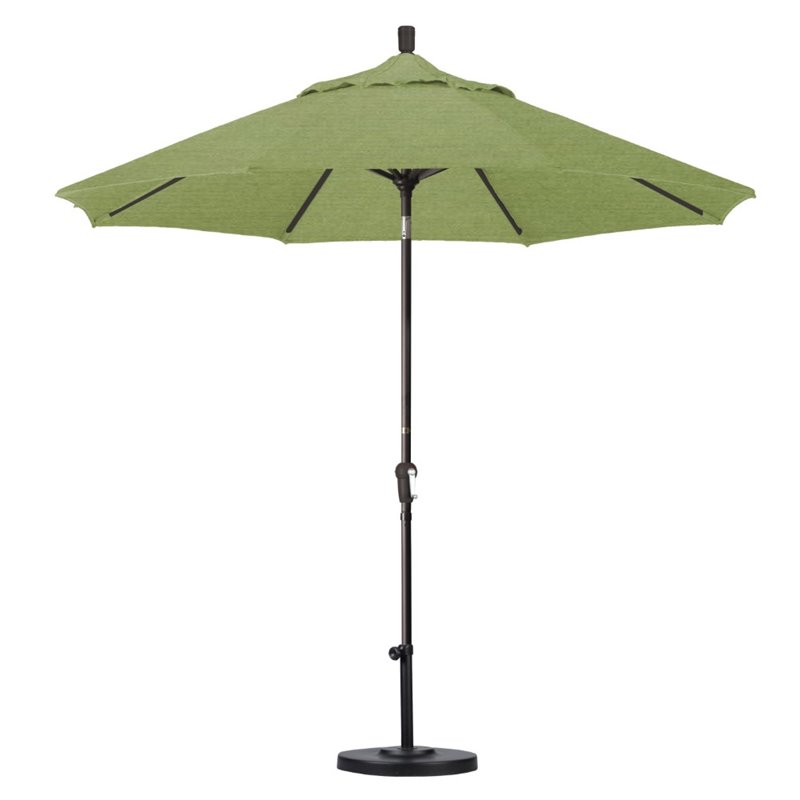 Pemberly Row 9' Bronze Patio Umbrella in Sun-brella 1A Spectrum Cilantro