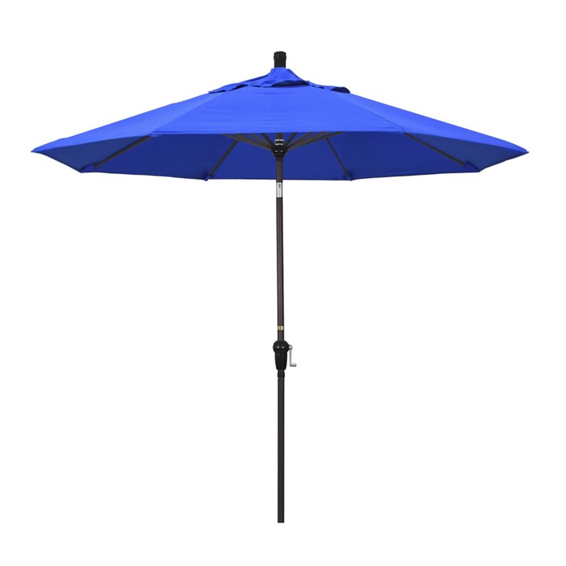 Pemberly Row 9' Bronze Patio Umbrella in Sun-brella 1A Pacific Blue
