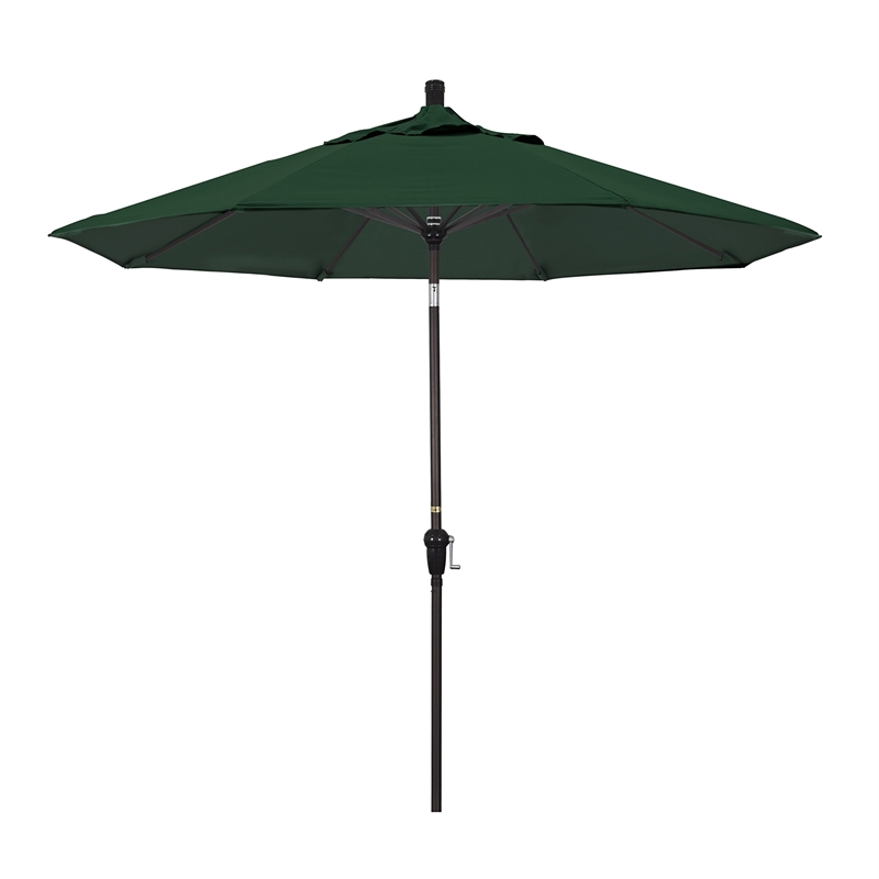Pemberly Row 9' Bronze Patio Umbrella in Sun-brella 1A Forest Green