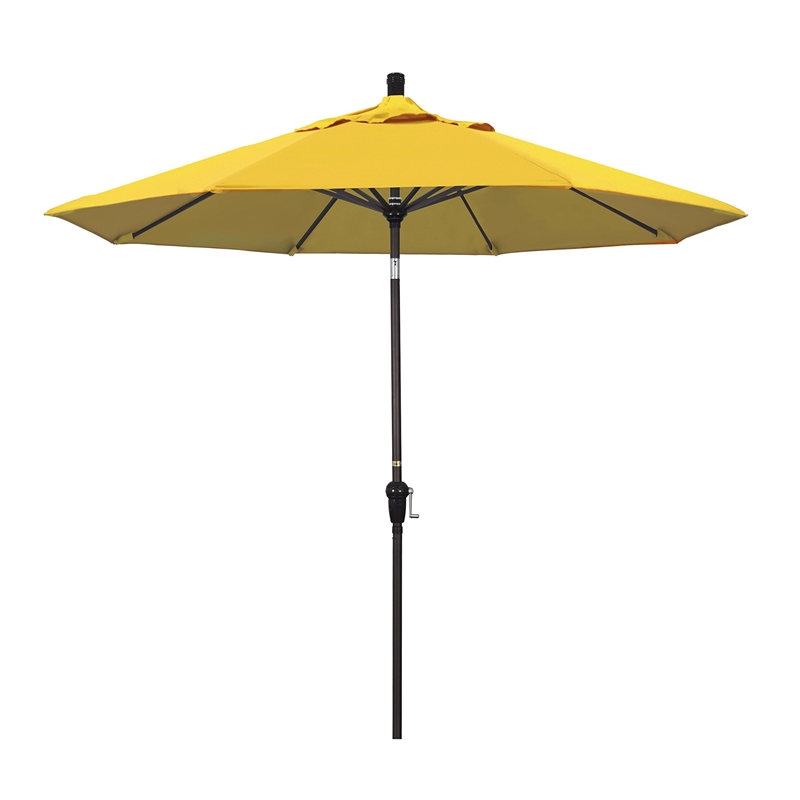 Pemberly Row 9' Bronze Patio Umbrella in Sun-brella 1A Sunflower Yellow