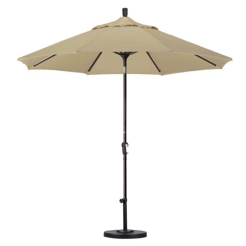 Pemberly Row 9' Bronze Patio Umbrella in Olefin Antique Beige