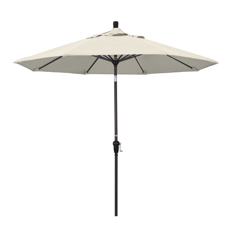 Pemberly Row 9' Bronze Patio Umbrella in Olefin Antique Beige