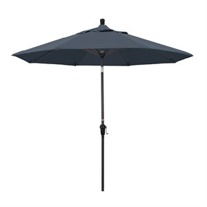 Pemberly Row 9' Bronze Patio Umbrella in Pacifica Sapphire