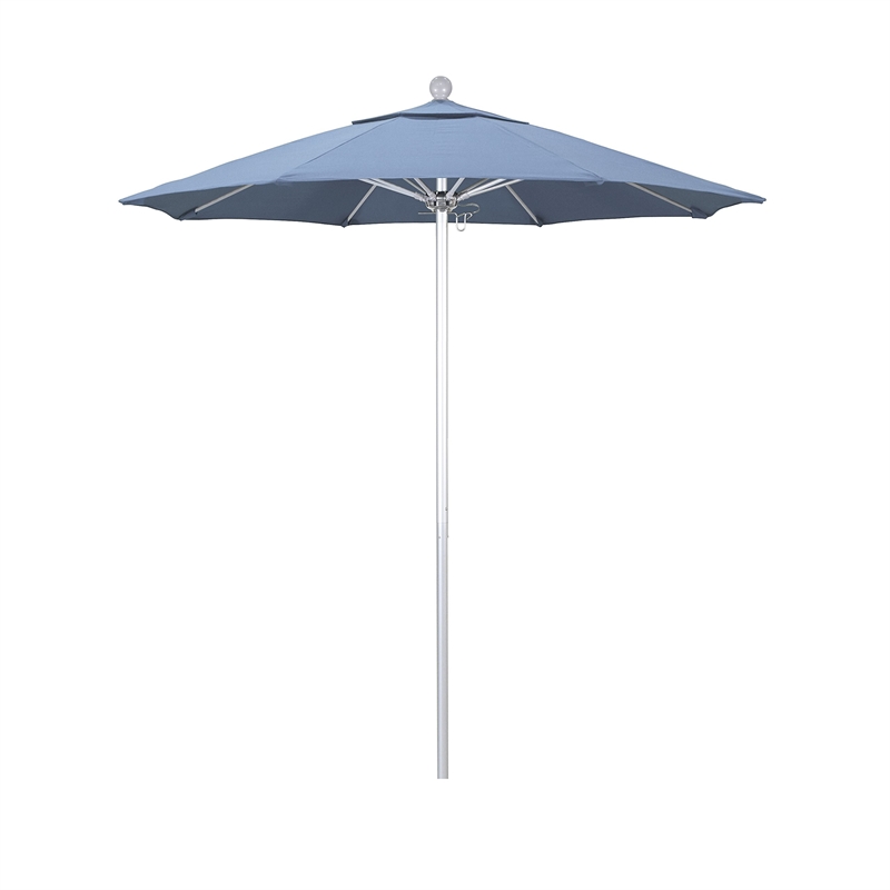 Pemberly Row 7.5' Silver Market Umbrella in Sun-brella 1A Cilantro