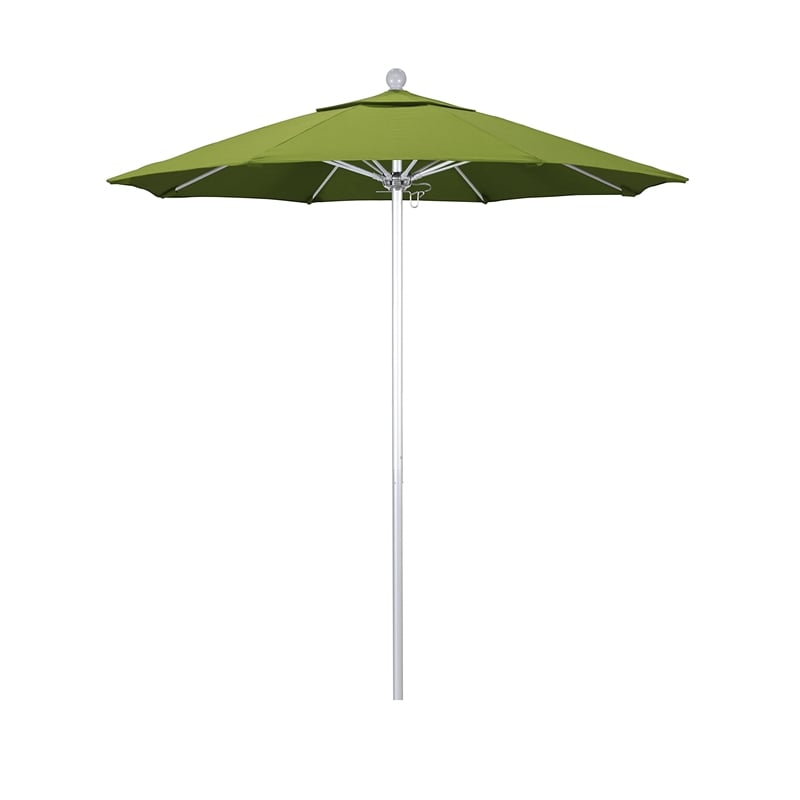 Pemberly Row 7.5' Silver Market Umbrella in Sun-brella 2A Macaw