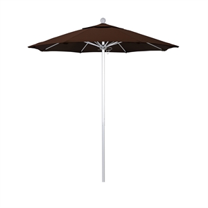 Pemberly Row 7.5' Silver Market Umbrella in Sun-brella 2A Bay Brown