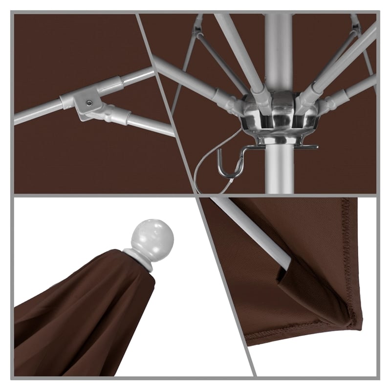 Pemberly Row 7.5' Silver Market Umbrella in Sun-brella 2A Bay Brown