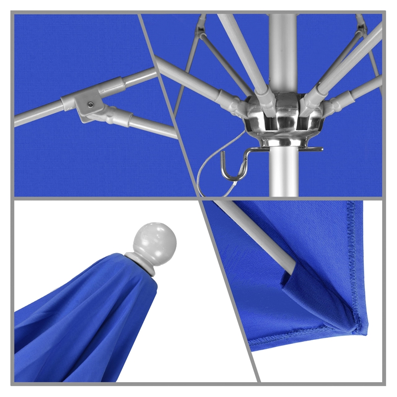Pemberly Row 7.5' Silver Market Umbrella in Olefin Royal Blue