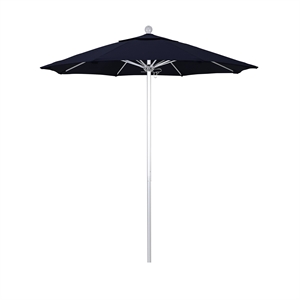 Pemberly Row 7.5' Silver Market Umbrella in Olefin Navy Blue
