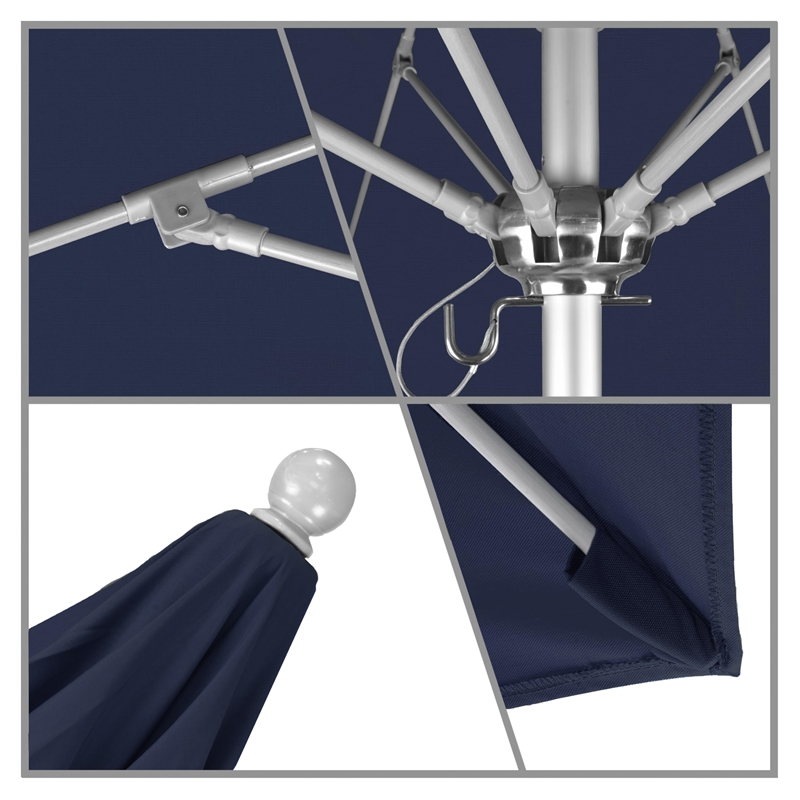 Pemberly Row 7.5' Silver Market Umbrella in Olefin Navy Blue
