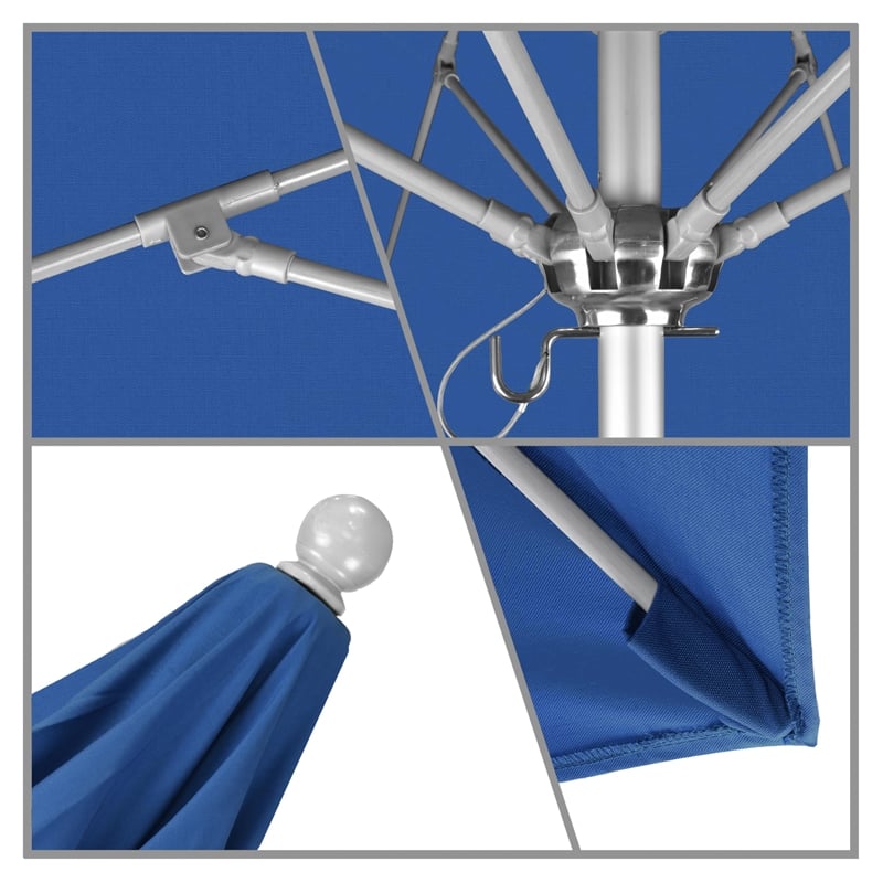 Pemberly Row 7.5' Silver Market Umbrella in Pacifica Blue