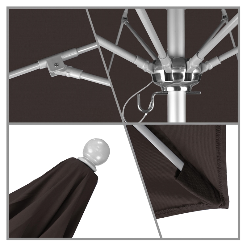 Pemberly Row 7.5' Silver Market Umbrella in Pacifica Mocha