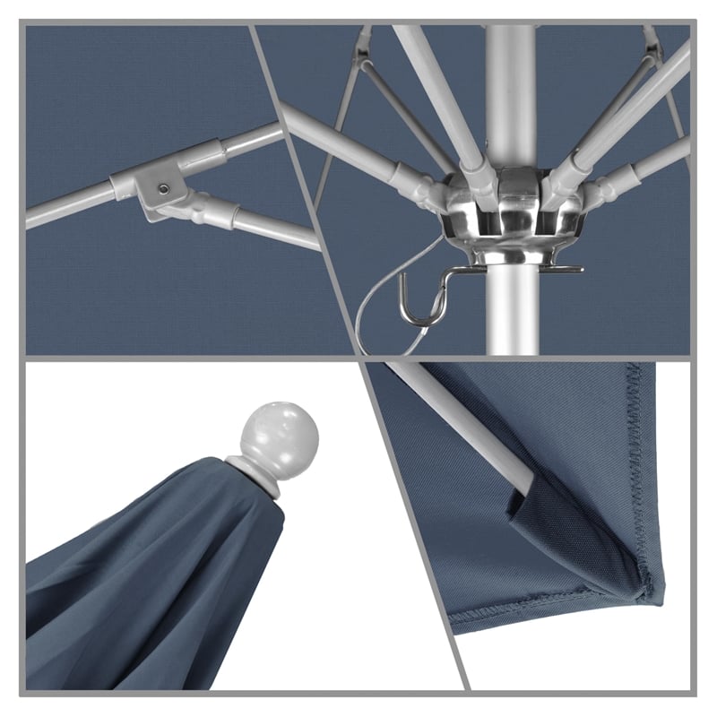 Pemberly Row 7.5' Silver Market Umbrella in Pacifica Sapphire