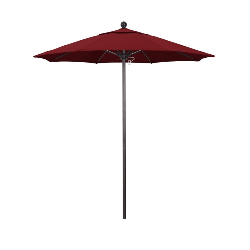 Pemberly Row 7.5' Bronze Market Umbrella in Olefin Red