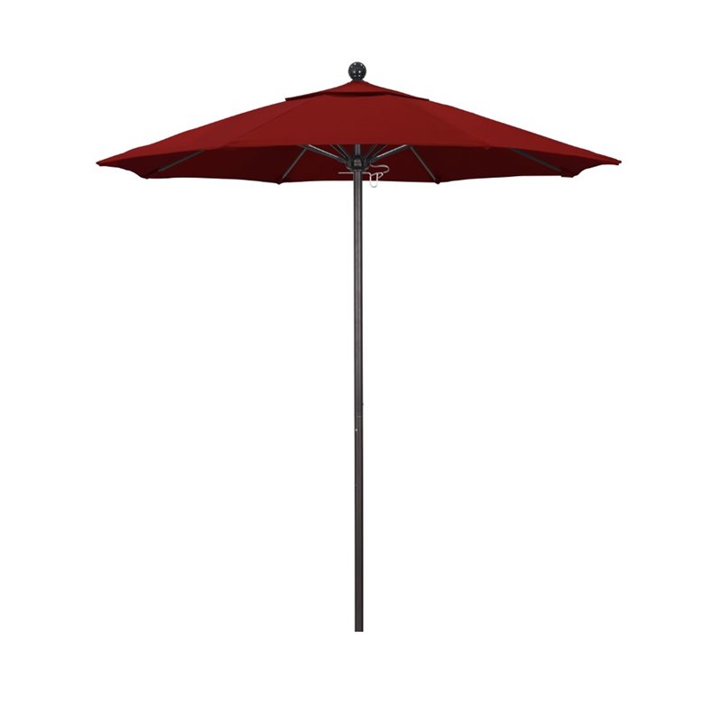 Pemberly Row 7.5' Bronze Market Umbrella in Pacifica Red