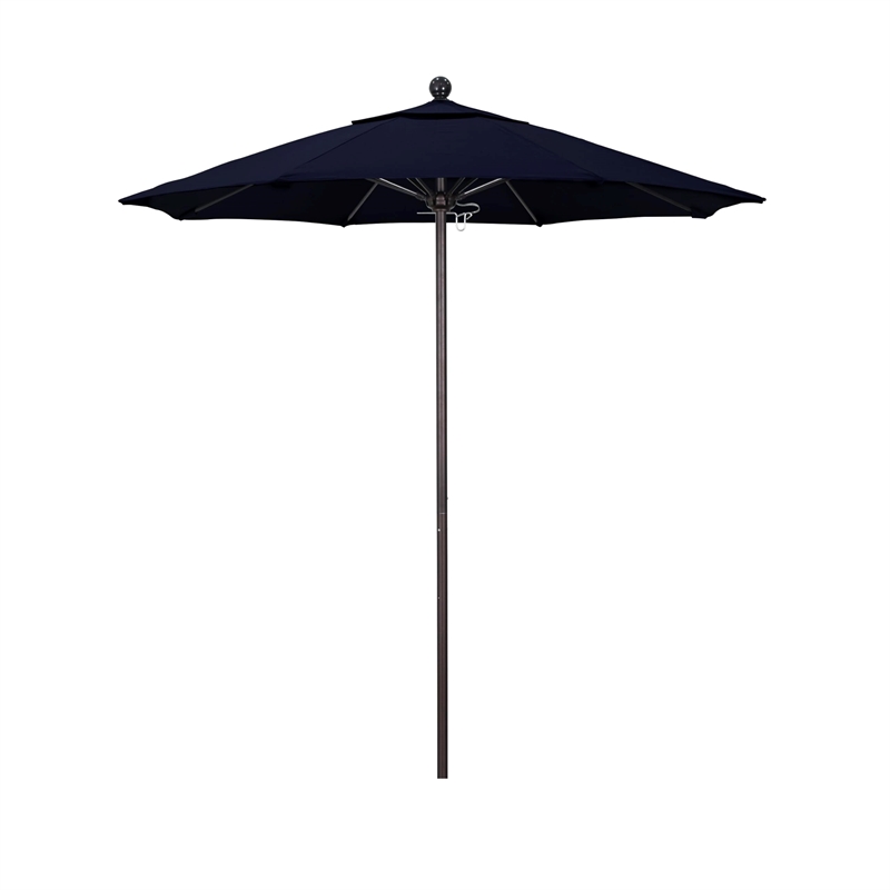 Pemberly Row 7.5' Bronze Market Umbrella in Pacifica Navy Blue