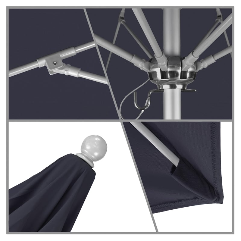 Pemberly Row 9' Silver Market Umbrella in Sun-brella 1A Navy