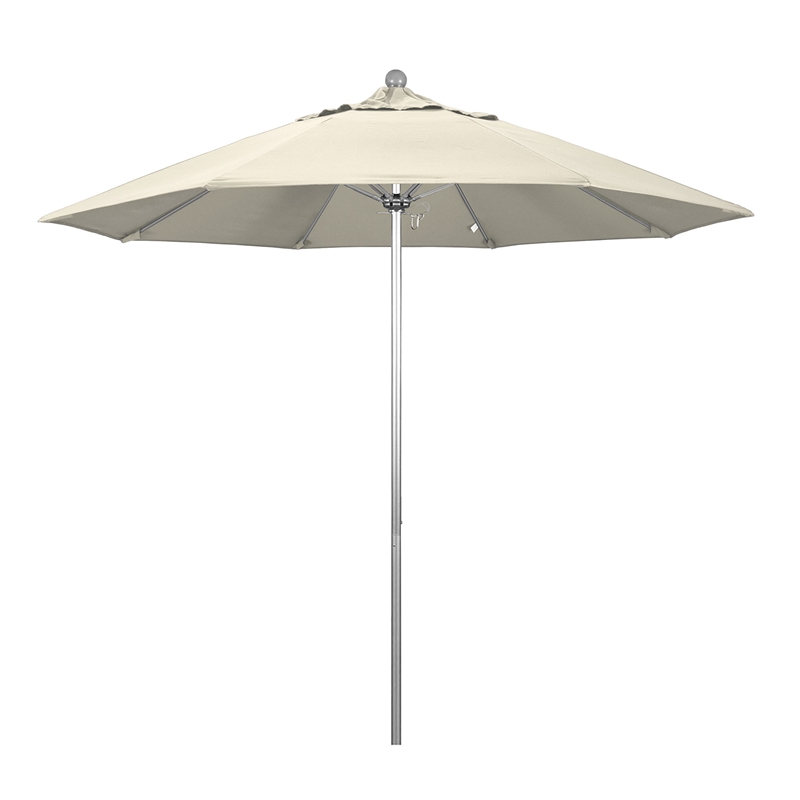 Pemberly Row 9' Silver Market Umbrella in Olefin Beige