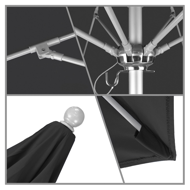 Pemberly Row 9' Silver Market Umbrella in Olefin Black