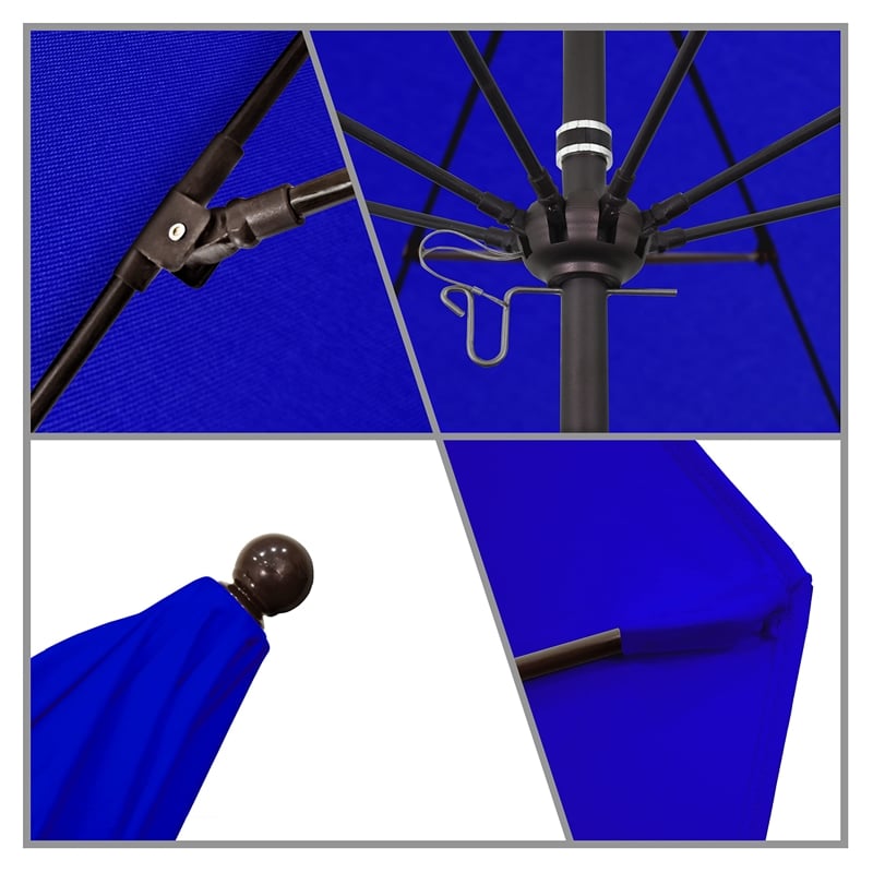 Pemberly Row 9' Bronze Market Umbrella in Sun-brella 1A Blue